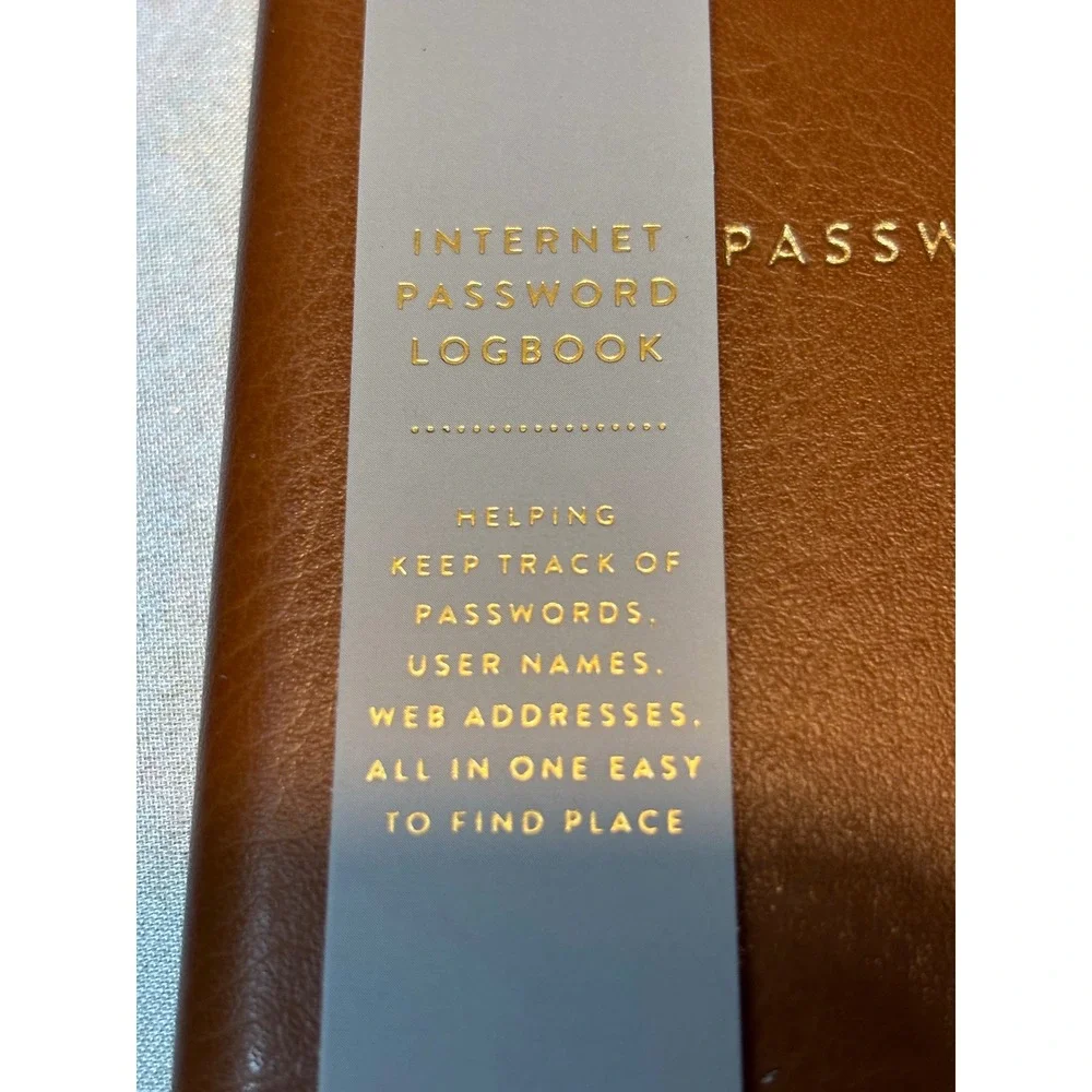 Internet Password Logbook Cognac Brown Faux Leather Alphabetical Organizer ST967